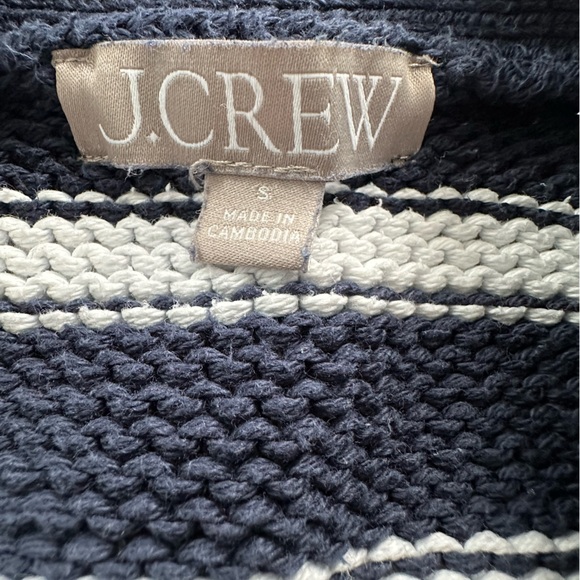 J. Crew Women Navy and White Textured Knit 100% cotton - Picture 2 of 9